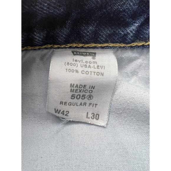 Vintage Levis 505 Regular Straight Fit Men's Size 42X30 Denim‎ Blue Jeans Cotton - Picture 3 of 5